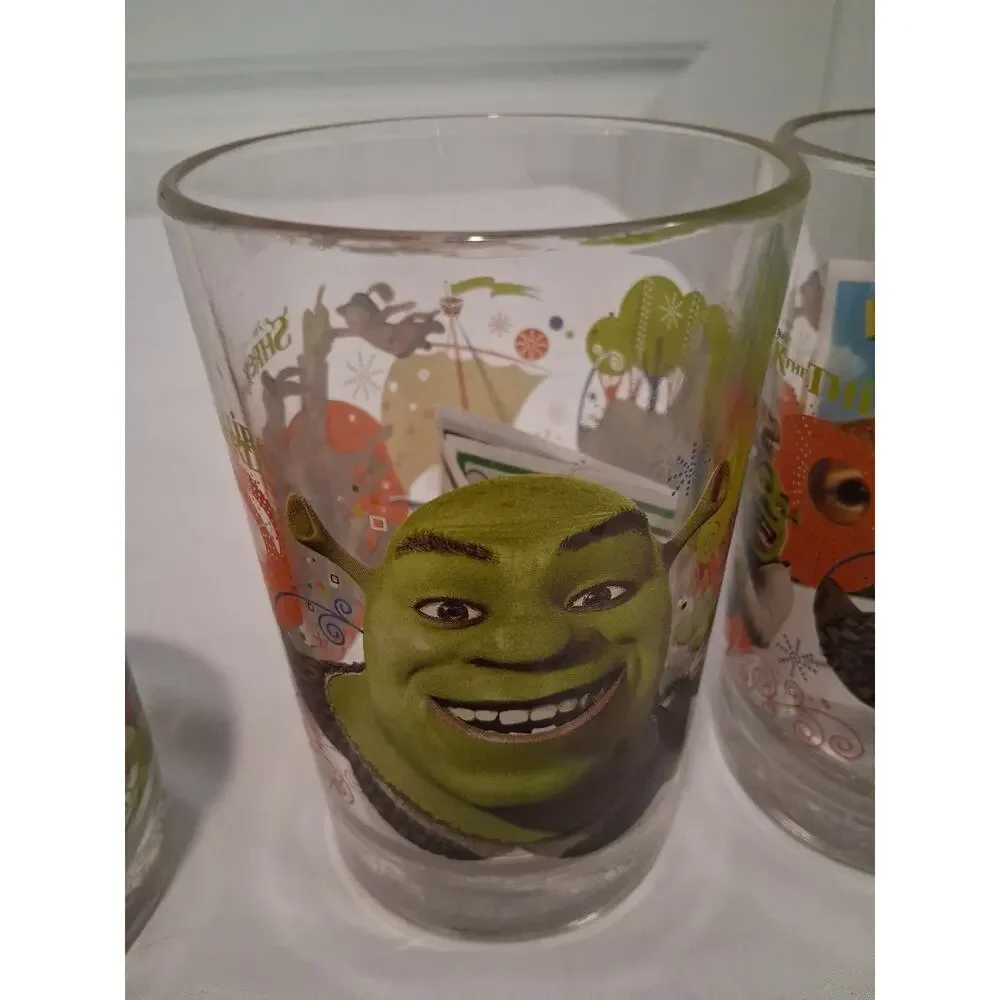 Vintage 2007 McDonald's Shrek The Third Glass Lot of 6 WITH ORIGINAL INSERTS